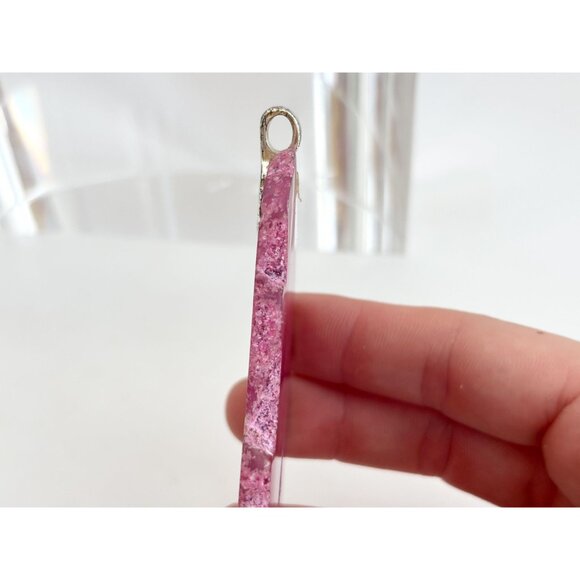 Pink Agate Sliced Geode Crystal Freeform Shaped Large Gold T Vintage Pendant - Picture 11 of 13